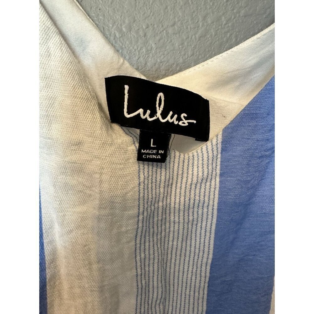 Lulu’s Life's a Breeze Blue Striped Sleeveless Sheath Dress Size Large - Picture 4 of 9